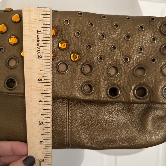 HOBO International Metallic Gold Womens Purse Crossbody Bling Leather Handbag - Picture 7 of 15